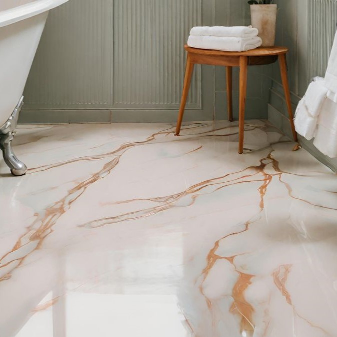 A stained epoxy resin floor.