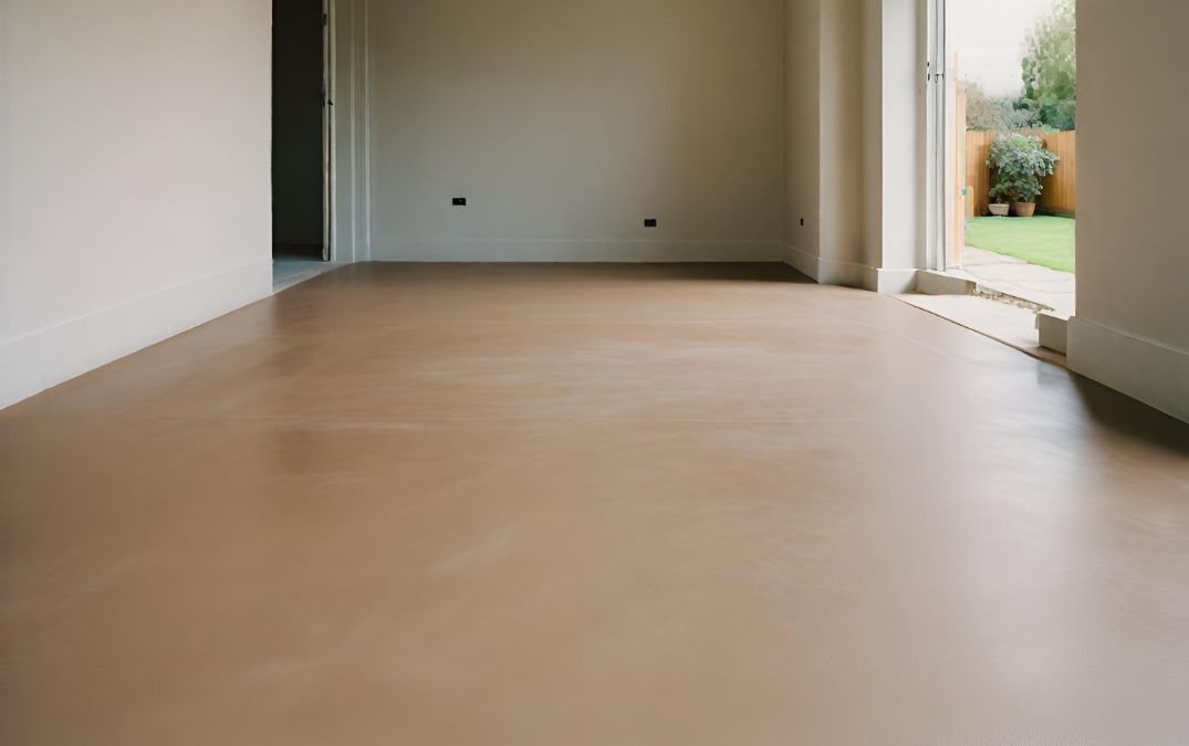 Fireproof concrete flooring in a residential house.